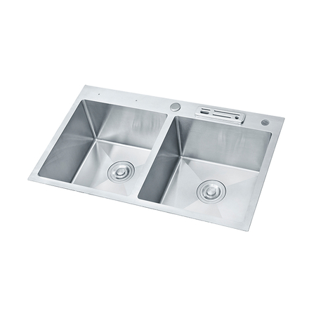 Fregadero SUS304 Évier de cuisine noir en acier inoxydable à double cuve à bassin profond Nano
