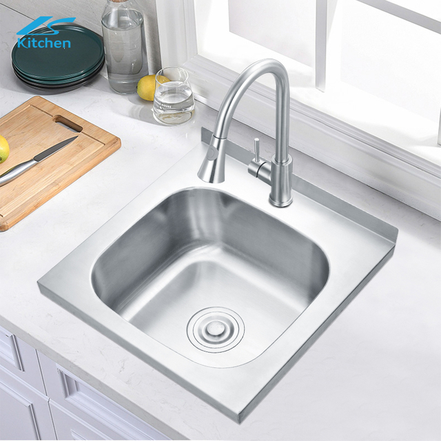 K décoration maison portable bol de légumes évier cuisine lavabo évier en acier inoxydable profond unique bol éviers